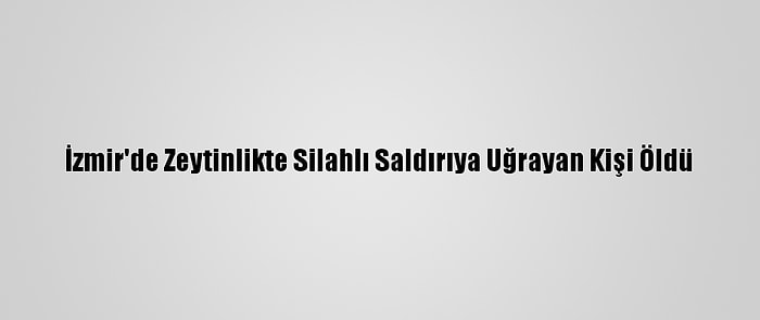 İzmir'de Zeytinlikte Silahlı Saldırıya Uğrayan Kişi Öldü