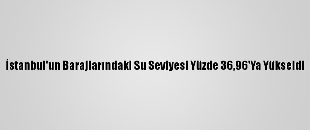 İstanbul'un Barajlarındaki Su Seviyesi Yüzde 36,96'Ya Yükseldi
