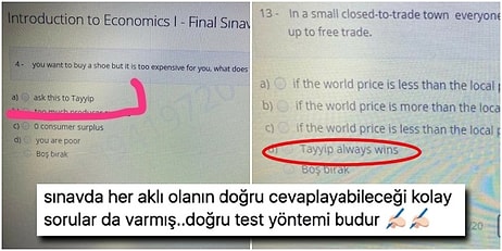 Marmara Üniversitesi'nin Final Sınavında Yer Alan "Tayyip'e Sor" Seçeneği Gündeme Bomba Gibi Düştü