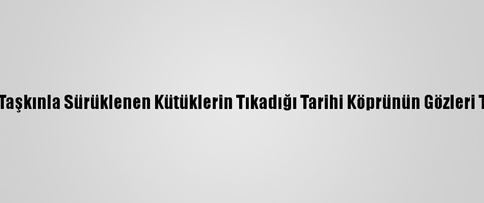 Edirne'de Taşkınla Sürüklenen Kütüklerin Tıkadığı Tarihi Köprünün Gözleri Temizlendi