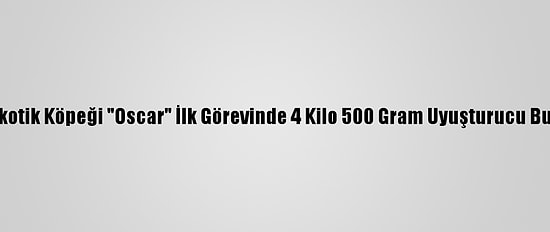 Narkotik Köpeği "Oscar" İlk Görevinde 4 Kilo 500 Gram Uyuşturucu Buldu