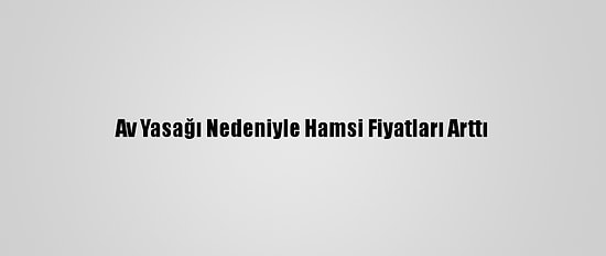 Av Yasağı Nedeniyle Hamsi Fiyatları Arttı