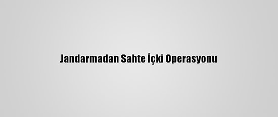 Jandarmadan Sahte İçki Operasyonu