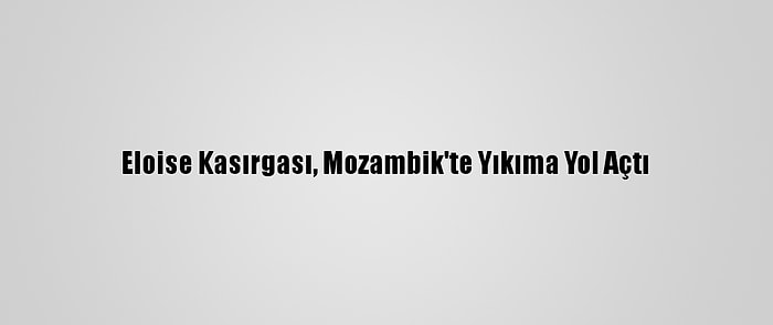 Eloise Kasırgası, Mozambik'te Yıkıma Yol Açtı