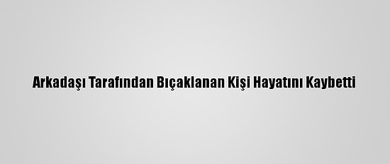 Arkadaşı Tarafından Bıçaklanan Kişi Hayatını Kaybetti