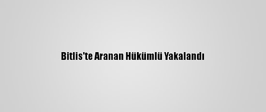 Bitlis'te Aranan Hükümlü Yakalandı