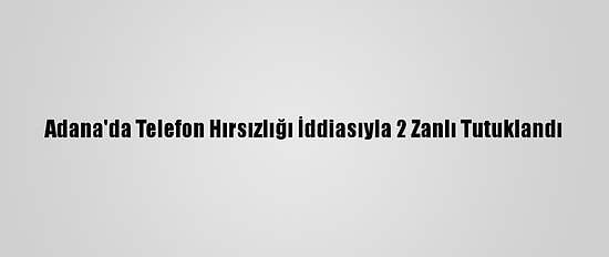 Adana'da Telefon Hırsızlığı İddiasıyla 2 Zanlı Tutuklandı