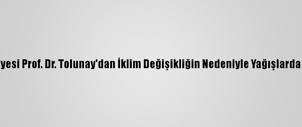 İstanbul Üniversitesi Öğretim Üyesi Prof. Dr. Tolunay'dan İklim Değişikliğin Nedeniyle Yağışlarda Azalma Yaşanabileceği Uyarısı: