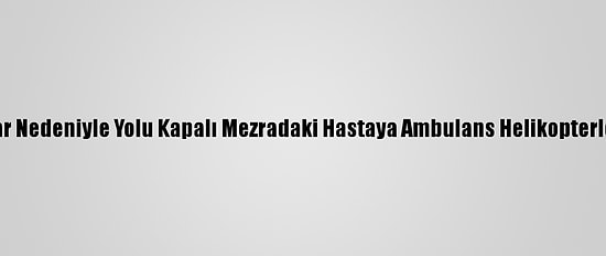 Van'da Kar Nedeniyle Yolu Kapalı Mezradaki Hastaya Ambulans Helikopterle Ulaşıldı