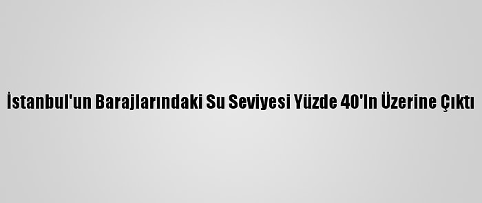 İstanbul'un Barajlarındaki Su Seviyesi Yüzde 40'In Üzerine Çıktı