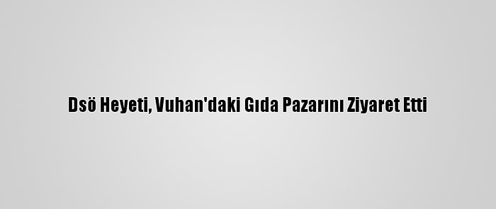 Dsö Heyeti, Vuhan'daki Gıda Pazarını Ziyaret Etti