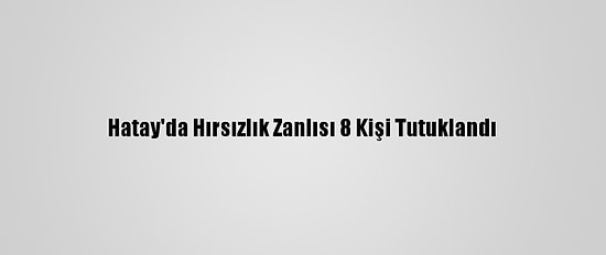 Hatay'da Hırsızlık Zanlısı 8 Kişi Tutuklandı