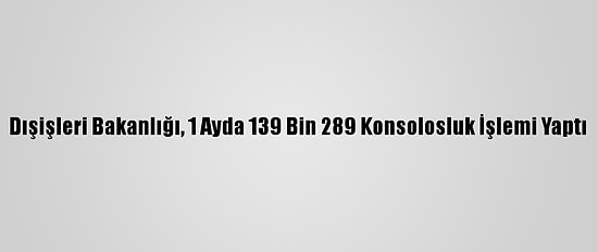 Dışişleri Bakanlığı, 1 Ayda 139 Bin 289 Konsolosluk İşlemi Yaptı
