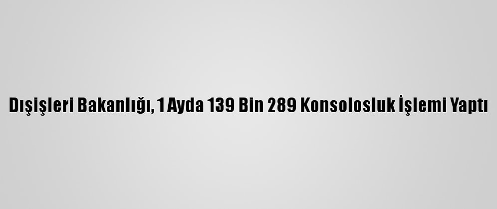 Dışişleri Bakanlığı, 1 Ayda 139 Bin 289 Konsolosluk İşlemi Yaptı