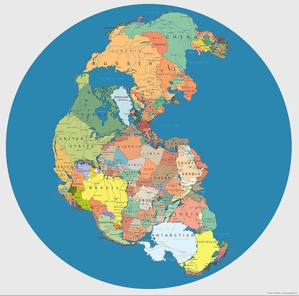 15. Pangea döneminde dünya haritası. Türkiye'nin yeri nasıl sizce?