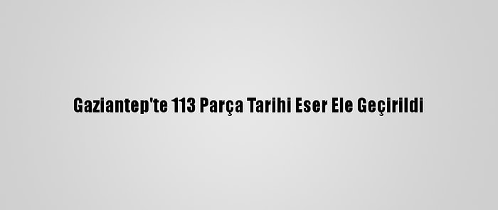 Gaziantep'te 113 Parça Tarihi Eser Ele Geçirildi