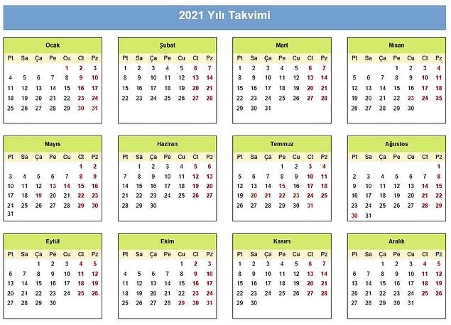2021 Yılı Resmi Tatil Günleri