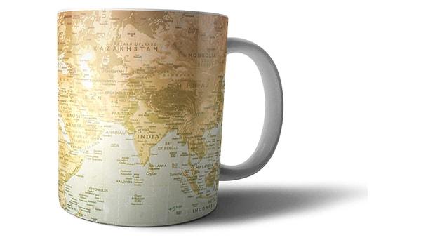 14. Dünya haritasına meraklı bir sevgiliniz varsa bu kupayı kaçırmayın.