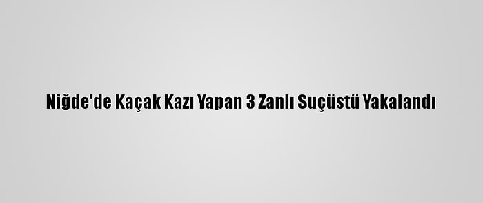 Niğde'de Kaçak Kazı Yapan 3 Zanlı Suçüstü Yakalandı