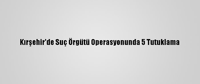 Kırşehir'de Suç Örgütü Operasyonunda 5 Tutuklama