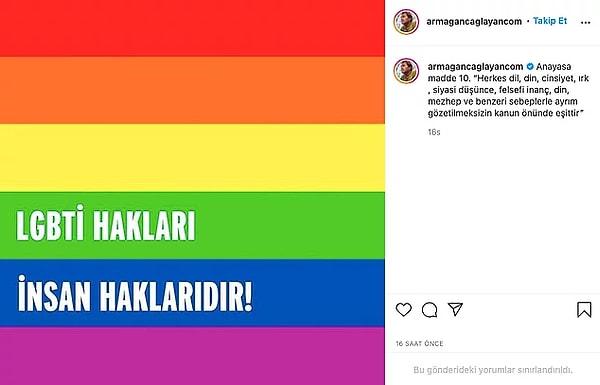 5. Armağan Çağlayan'ın Instagram hesabında yaptığı LGBTİ+ haklarını savunan paylaşımına gelen yorumlar 'pes artık!' dedirtti!
