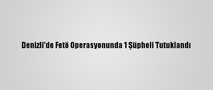 Denizli'de Fetö Operasyonunda 1 Şüpheli Tutuklandı