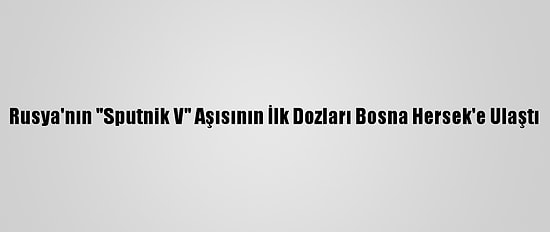 Rusya'nın "Sputnik V" Aşısının İlk Dozları Bosna Hersek'e Ulaştı