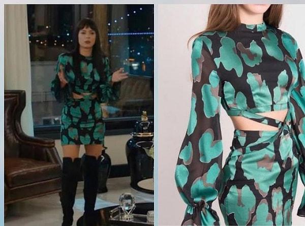 10. Bel detaylı yeşil elbisenin markası Bsl Fashion, Zehra'ya da çok yakışmış doğrusu...