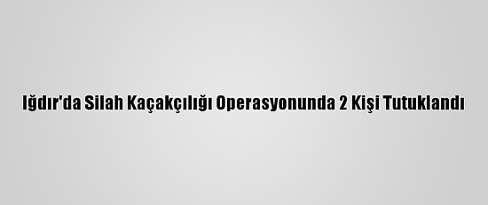 Iğdır'da Silah Kaçakçılığı Operasyonunda 2 Kişi Tutuklandı