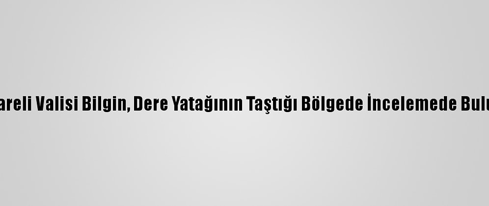 Kırklareli Valisi Bilgin, Dere Yatağının Taştığı Bölgede İncelemede Bulundu: