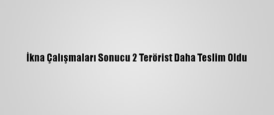 İkna Çalışmaları Sonucu 2 Terörist Daha Teslim Oldu