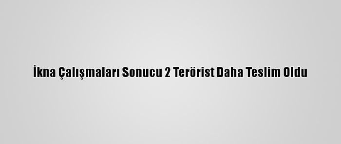 İkna Çalışmaları Sonucu 2 Terörist Daha Teslim Oldu