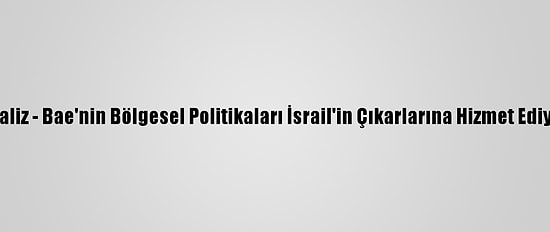 Analiz - Bae'nin Bölgesel Politikaları İsrail'in Çıkarlarına Hizmet Ediyor