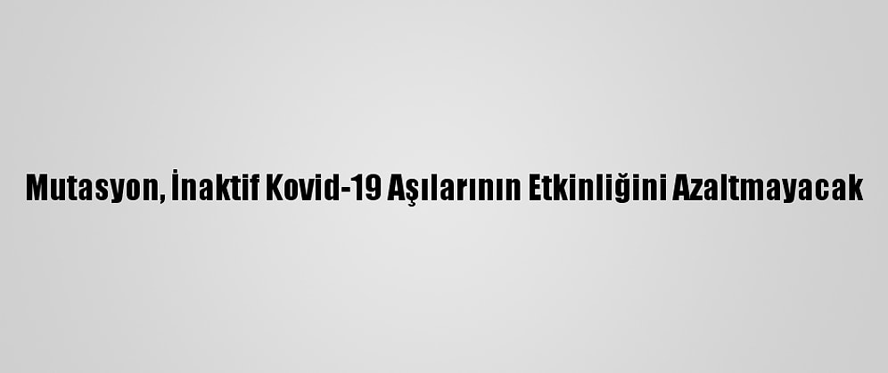 Mutasyon, İnaktif Kovid-19 Aşılarının Etkinliğini Azaltmayacak