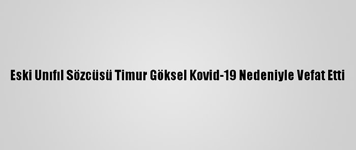 Eski Unıfıl Sözcüsü Timur Göksel Kovid-19 Nedeniyle Vefat Etti