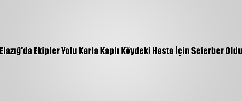 Elazığ'da Ekipler Yolu Karla Kaplı Köydeki Hasta İçin Seferber Oldu