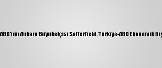 Yatırımcılara Altın Fırsatlar - ABD'nin Ankara Büyükelçisi Satterfield, Türkiye-ABD Ekonomik İlişkilerini Aa'ya Değerlendirdi: