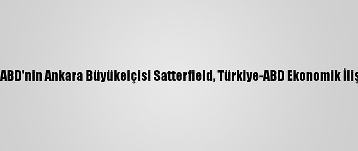 Yatırımcılara Altın Fırsatlar - ABD'nin Ankara Büyükelçisi Satterfield, Türkiye-ABD Ekonomik İlişkilerini Aa'ya Değerlendirdi: