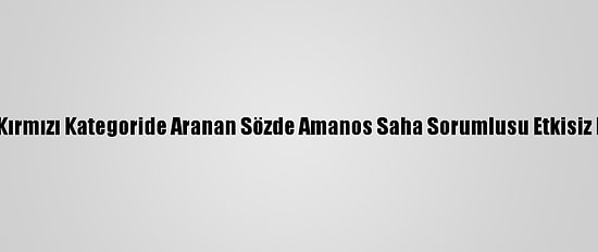 PKK/Kck'nın Kırmızı Kategoride Aranan Sözde Amanos Saha Sorumlusu Etkisiz Hale Getirildi