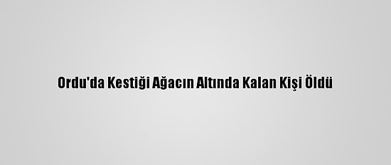 Ordu'da Kestiği Ağacın Altında Kalan Kişi Öldü