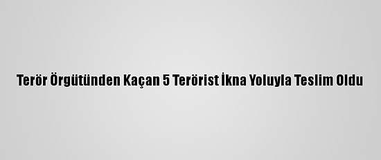 Terör Örgütünden Kaçan 5 Terörist İkna Yoluyla Teslim Oldu
