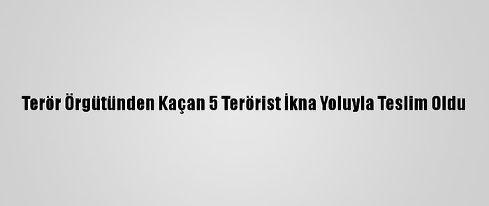 Terör Örgütünden Kaçan 5 Terörist İkna Yoluyla Teslim Oldu