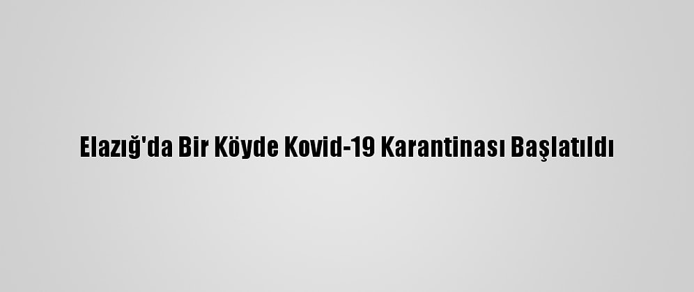 Elazığ'da Bir Köyde Kovid-19 Karantinası Başlatıldı