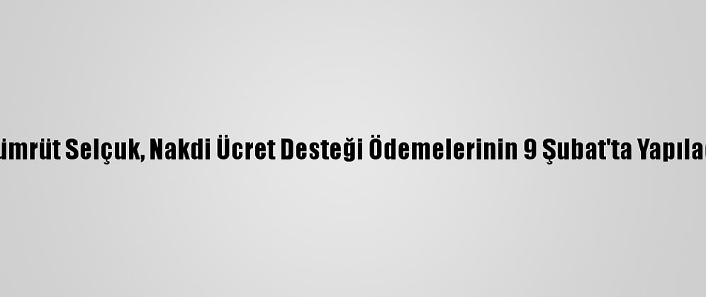 Bakan Zehra Zümrüt Selçuk, Nakdi Ücret Desteği Ödemelerinin 9 Şubat'ta Yapılacağını Bildirdi
