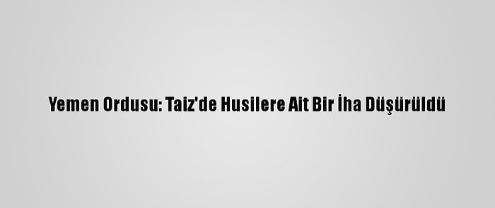 Yemen Ordusu: Taiz'de Husilere Ait Bir İha Düşürüldü