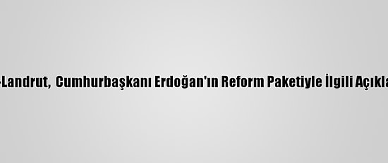 AB Türkiye Delegasyonu Başkanı Meyer-Landrut,  Cumhurbaşkanı Erdoğan'ın Reform Paketiyle İlgili Açıklamasını Olumlu Karşıladıklarını Söyledi