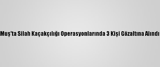 Muş'ta Silah Kaçakçılığı Operasyonlarında 3 Kişi Gözaltına Alındı