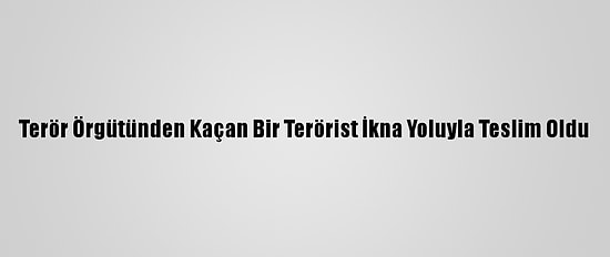 Terör Örgütünden Kaçan Bir Terörist İkna Yoluyla Teslim Oldu