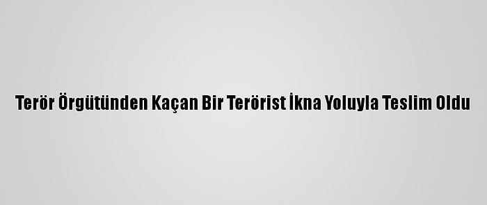 Terör Örgütünden Kaçan Bir Terörist İkna Yoluyla Teslim Oldu