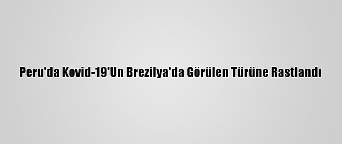 Peru'da Kovid-19'Un Brezilya'da Görülen Türüne Rastlandı